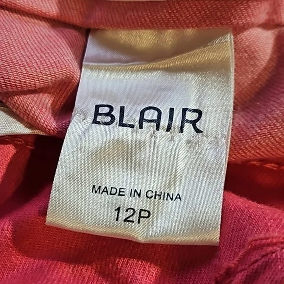 Blair Coral Pink Pull On Denim Capri Pants Size 12P - Picture 5 of 6